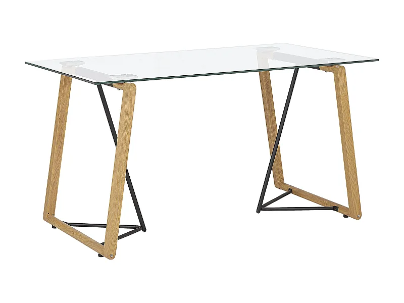 Mesa de jantar TACOMA Castanho claro 140 cm 80 cm Vidro de segurança (temperado)