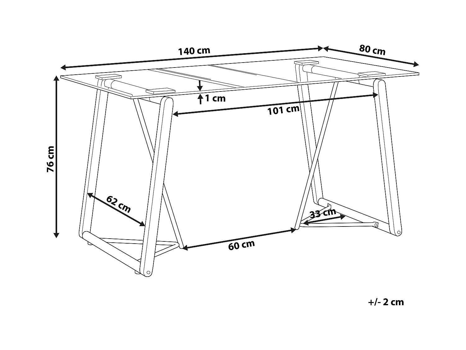 Eettafel TACOMA Lichtbruin 140 cm 80 cm Veiligheidsglas