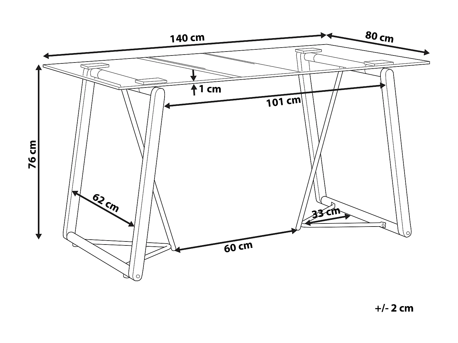 Eettafel TACOMA Lichtbruin 140 cm 80 cm Veiligheidsglas