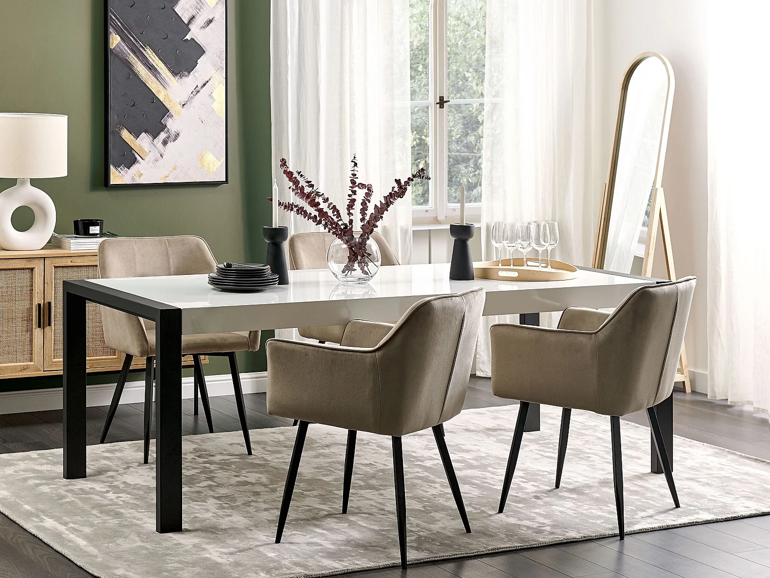 Table de repas ARCTIC Noir/blanc 220 cm 90 cm
