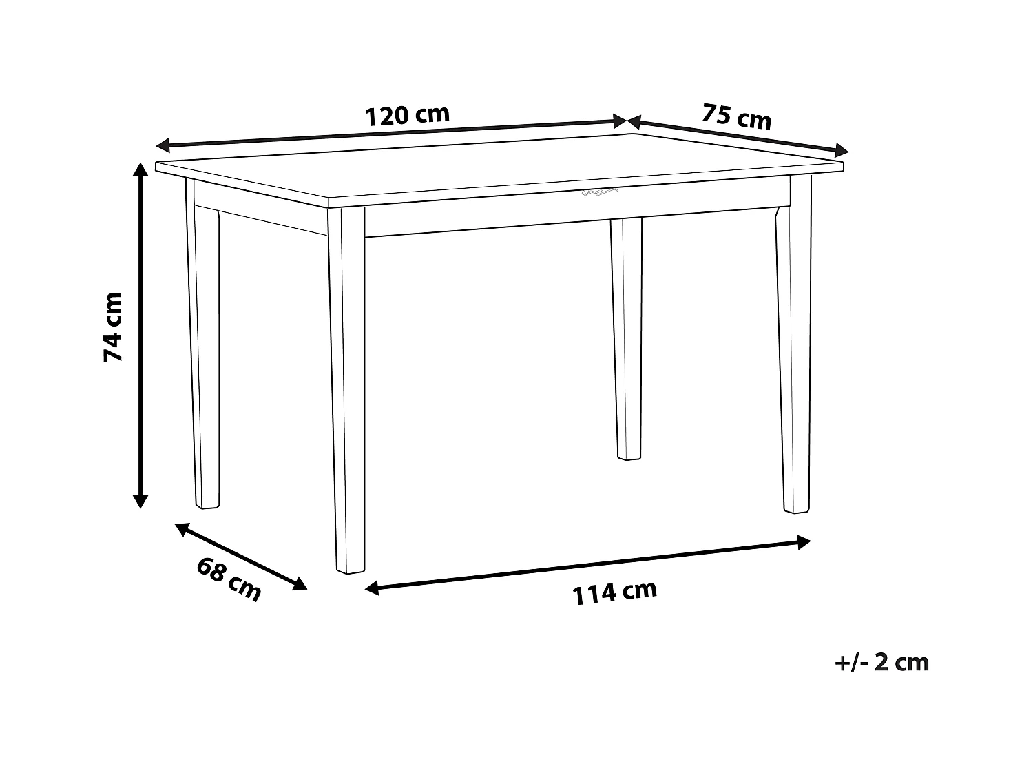 Eettafel HOUSTON 120 cm 75 cm Hout Wit