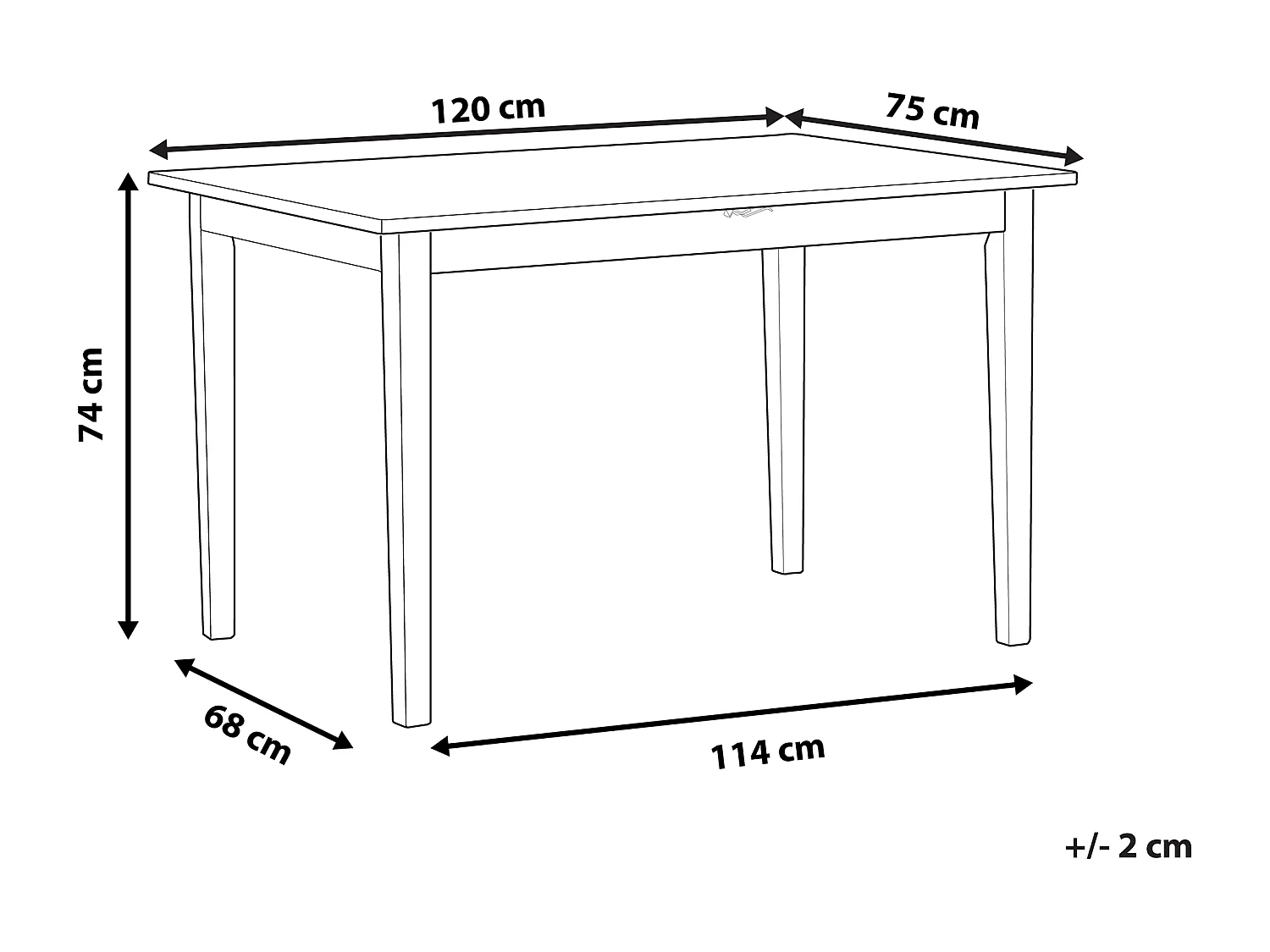 Table de repas HOUSTON 120 cm 75 cm Bois Blanc