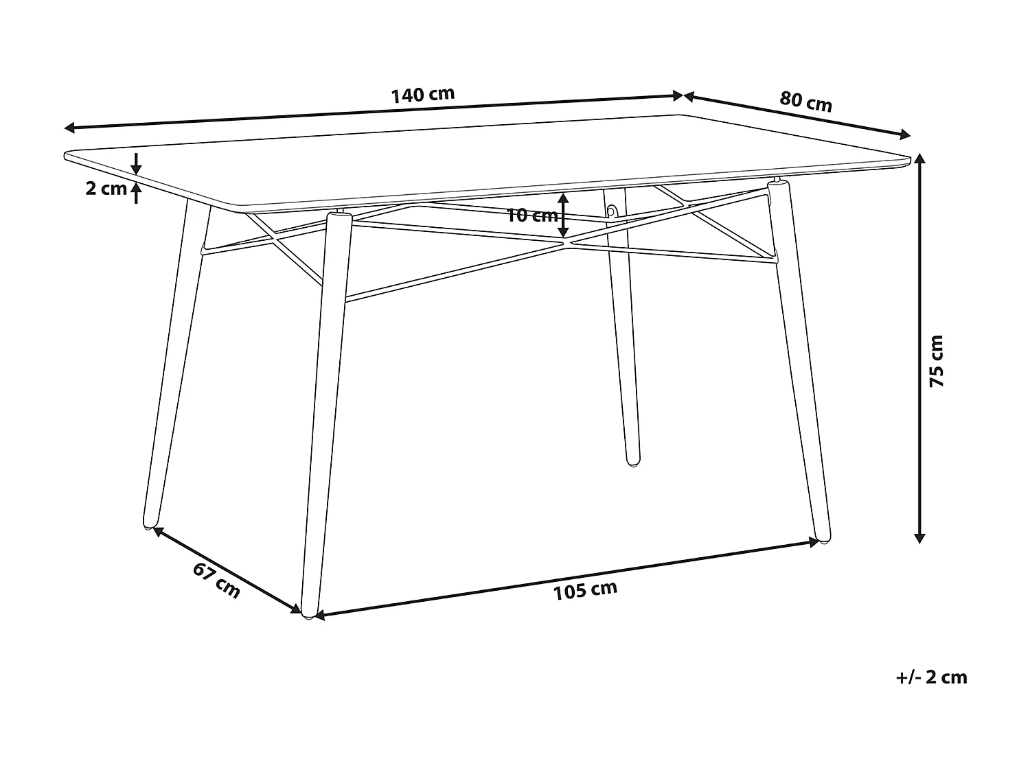 Eettafel BIONDI Wit 140 cm 80 cm