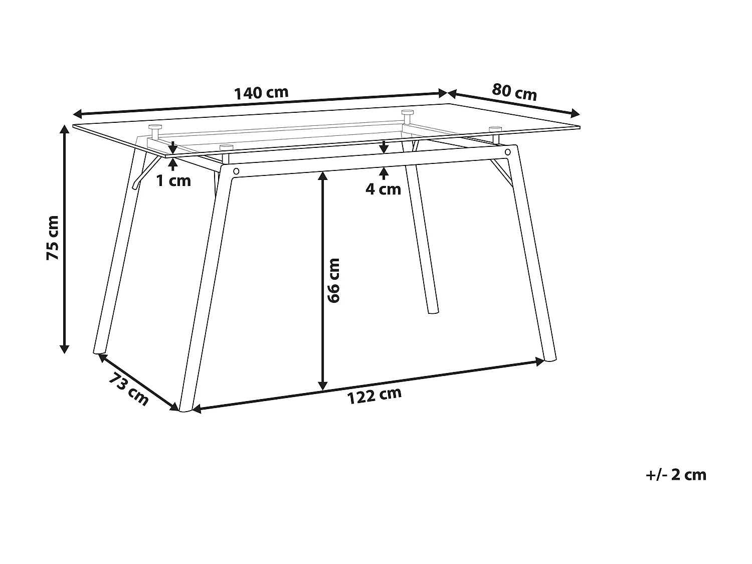 Table de repas KAMINA Marron clair 140 cm 80 cm Verre de sécurité