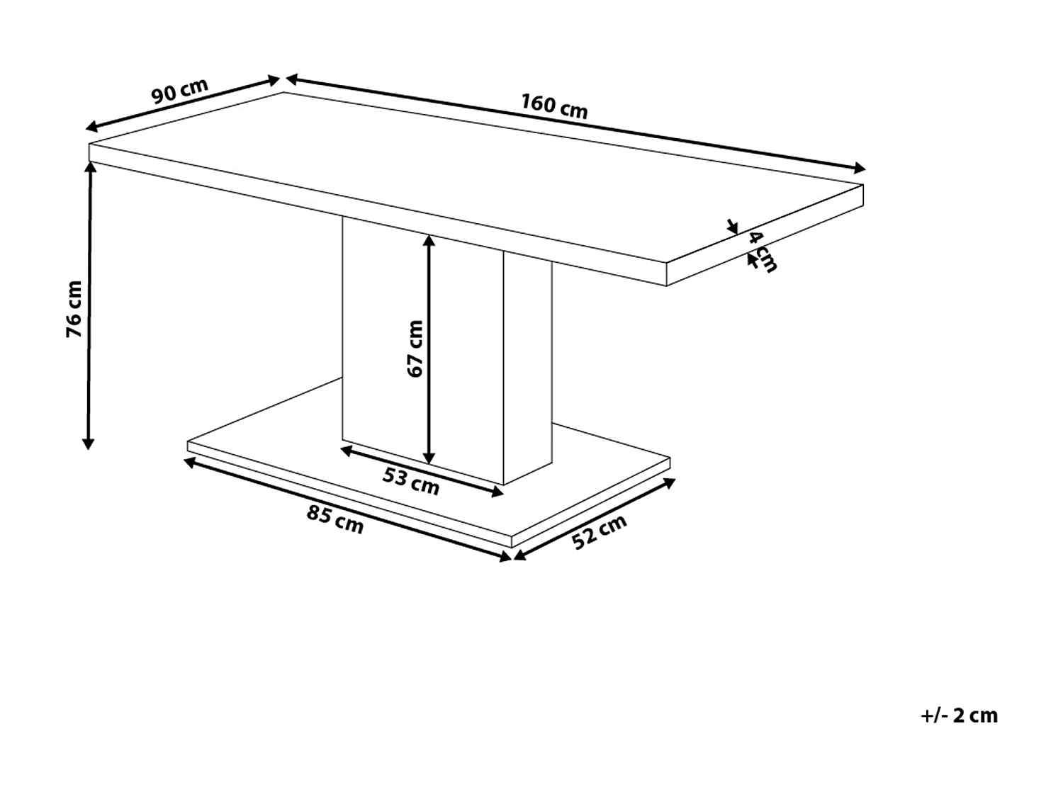 Eettafel PASADENA Grijs 160 cm 90 cm