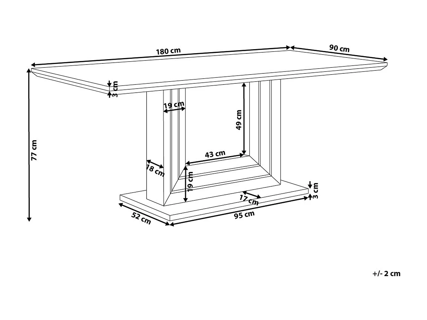 Table de repas KALONA Blanc 180 cm 90 cm