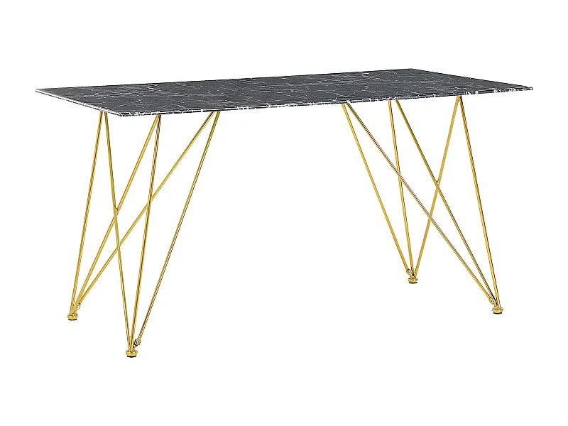 Esstisch KENTON Schwarzer Marmor 140 cm 80 cm Sicherheitsglas