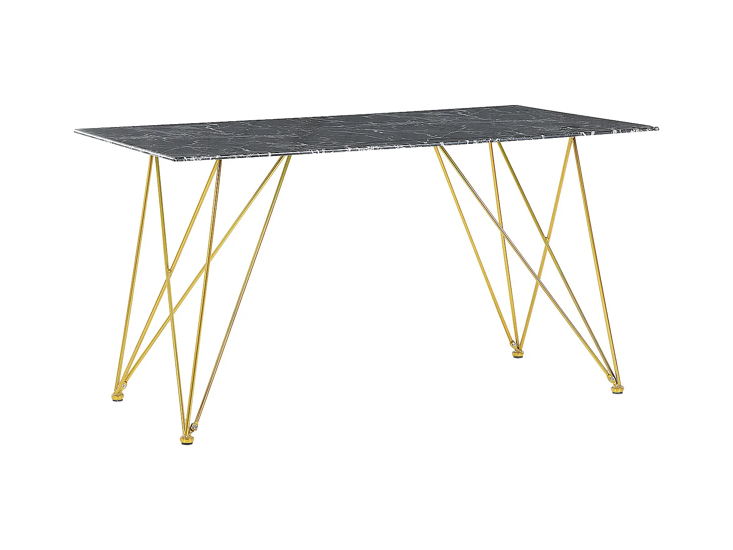 Table de repas KENTON Marbre noir 140 cm 80 cm Verre de sécurité