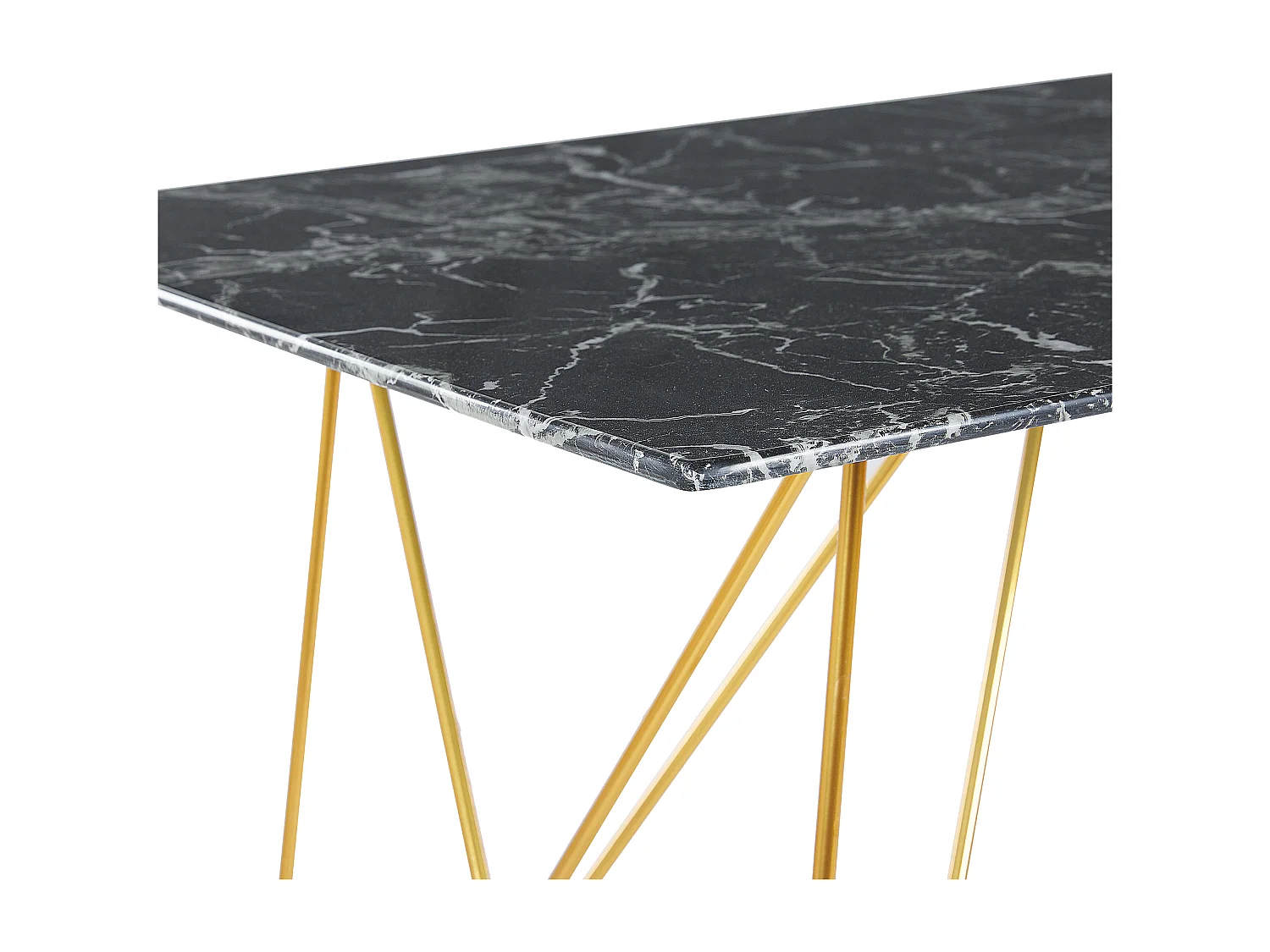 Stół do jadalni KENTON Czarny marmur 140 cm 80 cm Szkło hartowane