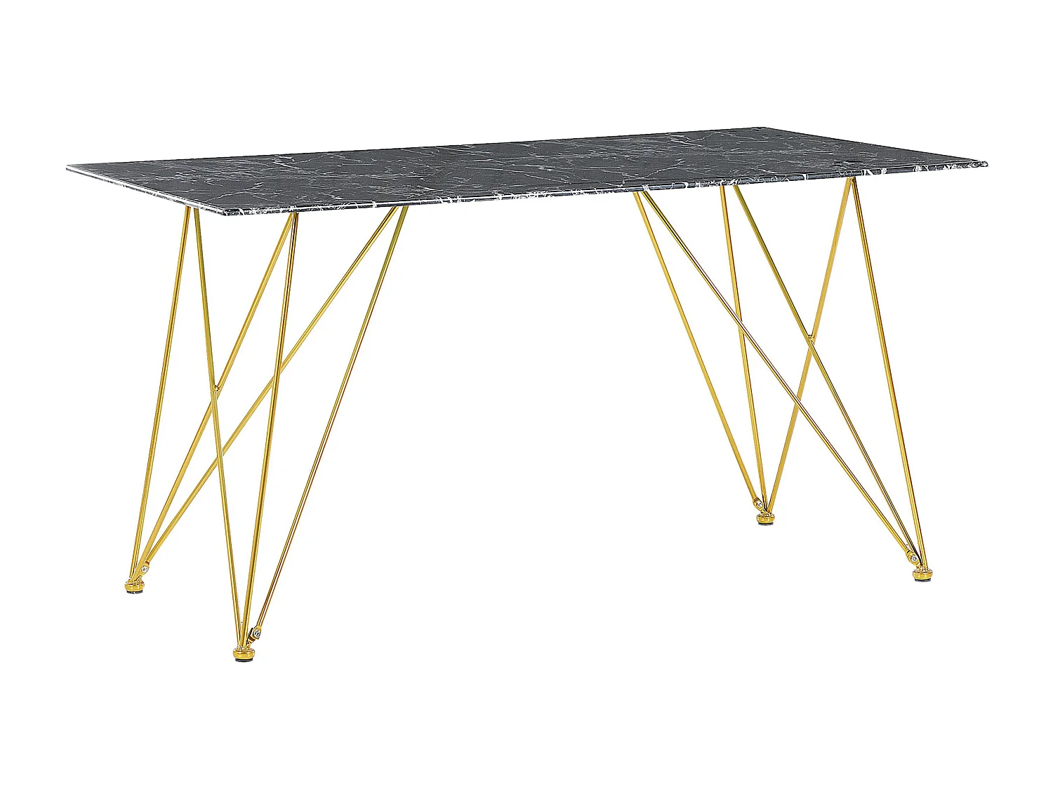 Esstisch KENTON Schwarzer Marmor 140 cm 80 cm Sicherheitsglas