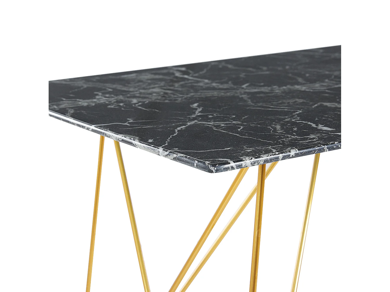 Esstisch KENTON Schwarzer Marmor 140 cm 80 cm Sicherheitsglas