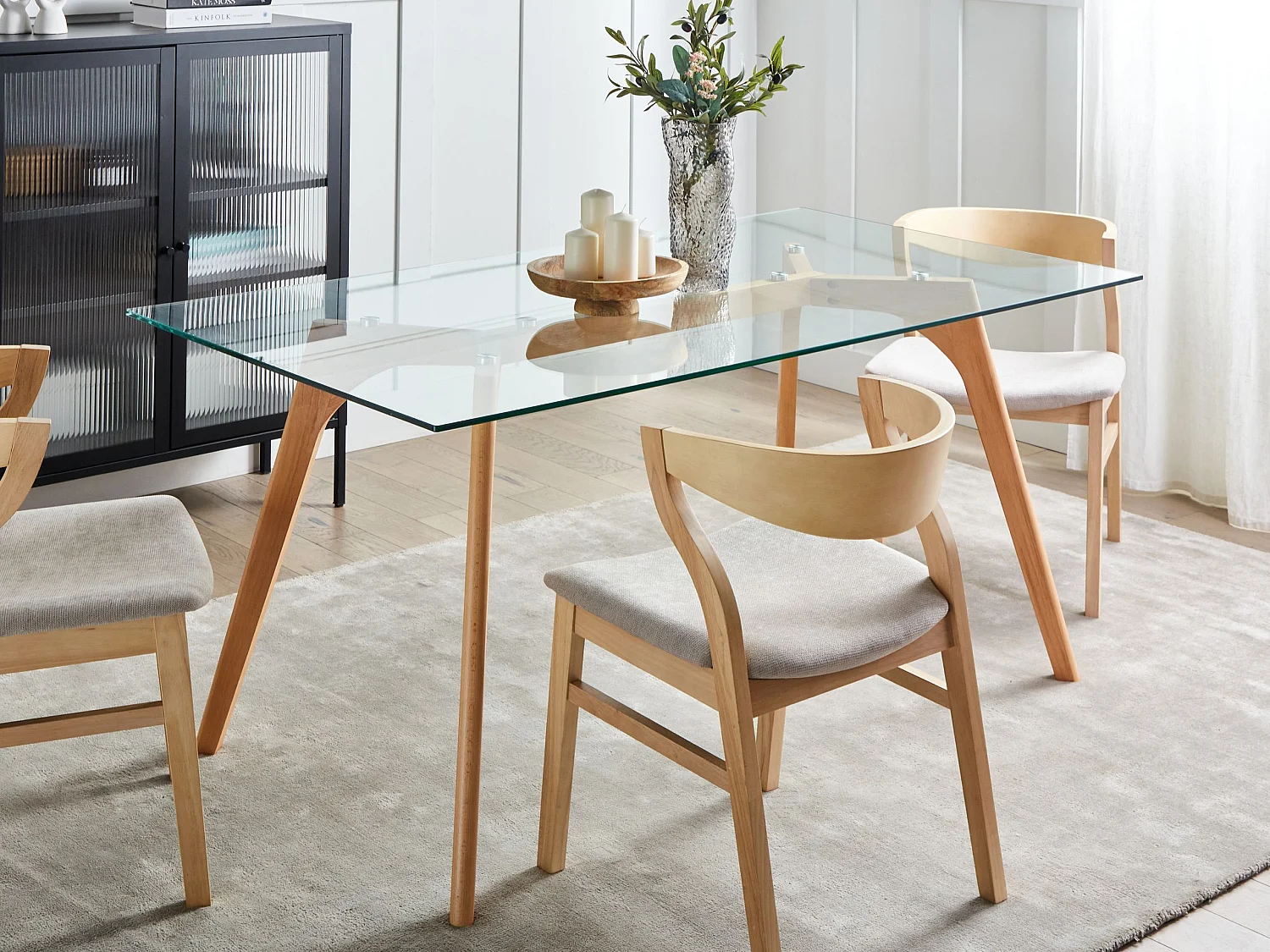 Table de repas HUDSON Transparent 160 cm 90 cm Verre de sécurité
