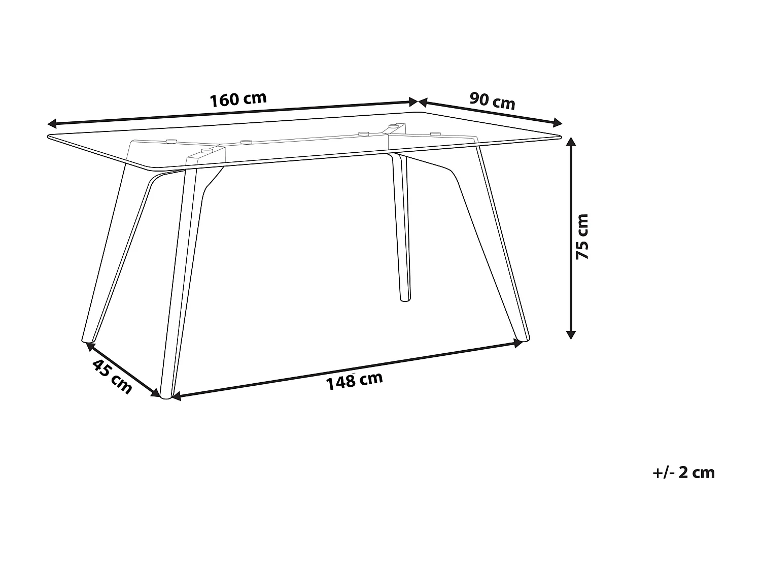 Table de repas HUDSON Transparent 160 cm 90 cm Verre de sécurité