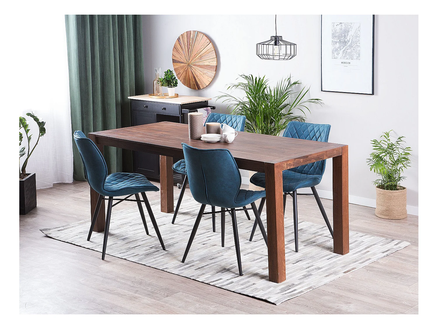 Eettafel NATURA Donkerbruin 180 cm 85 cm Eikenhout