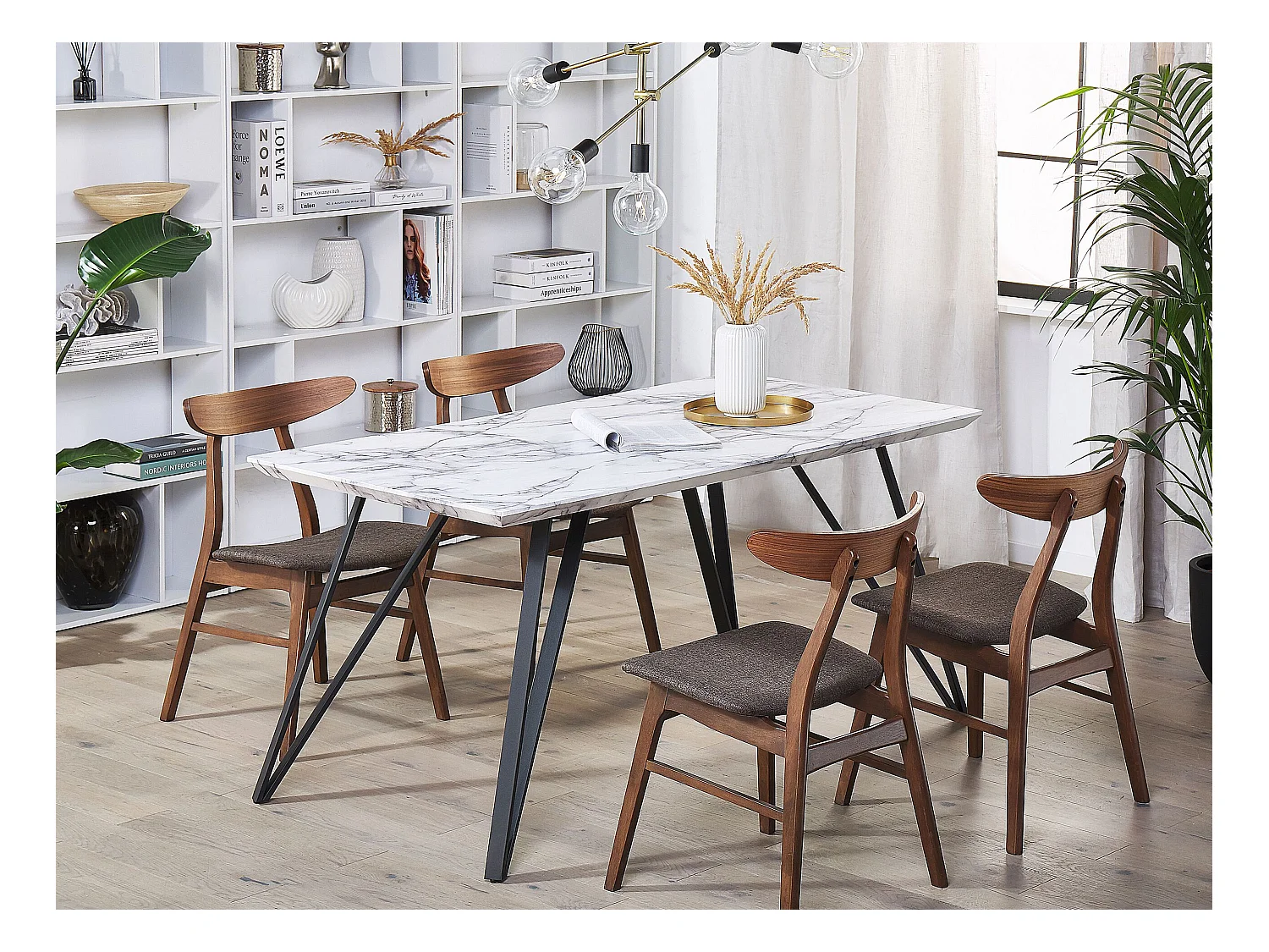 Mesa de comedor MOLDEN Negro/Blanco 150 cm 80 cm