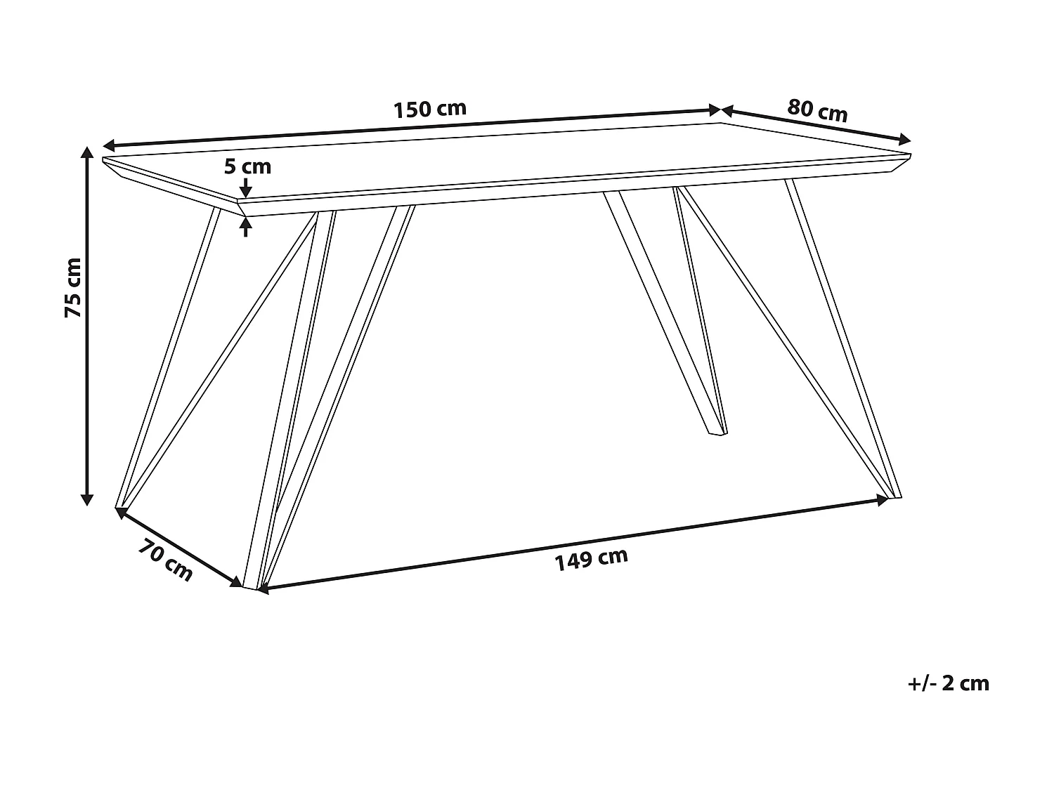 Eettafel MOLDEN Zwart/wit 150 cm 80 cm