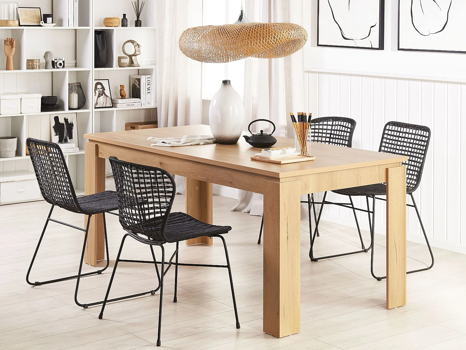 Table de salle à manger effet bois clair 180 x 90 cm VITON