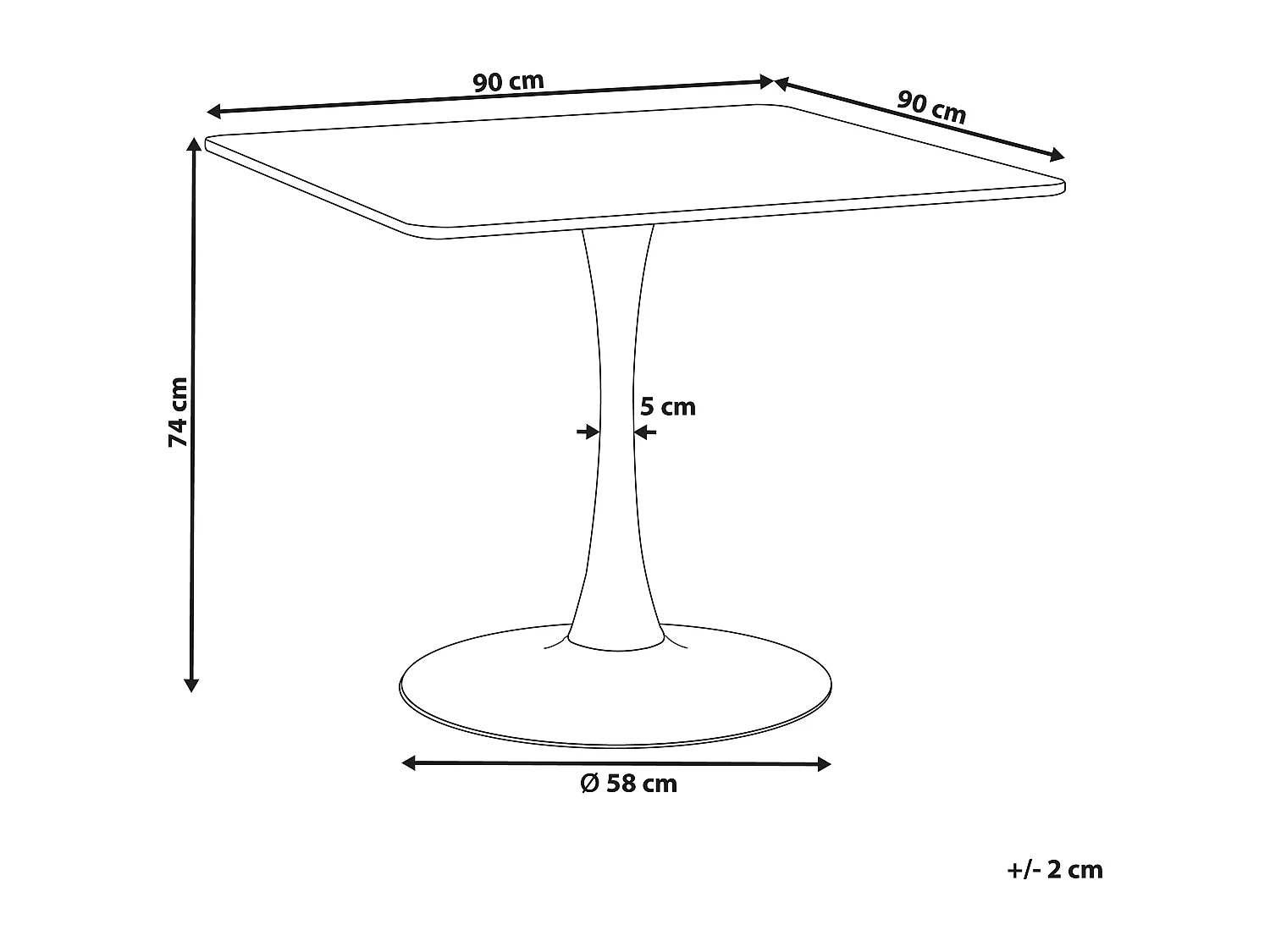 Tavolo da pranzo BOCA Marrone chiaro 90 cm 90 cm