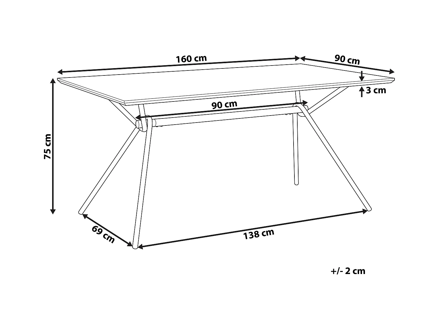 Esstisch AMSTERDAM Dunkelbraun 160 cm 90 cm