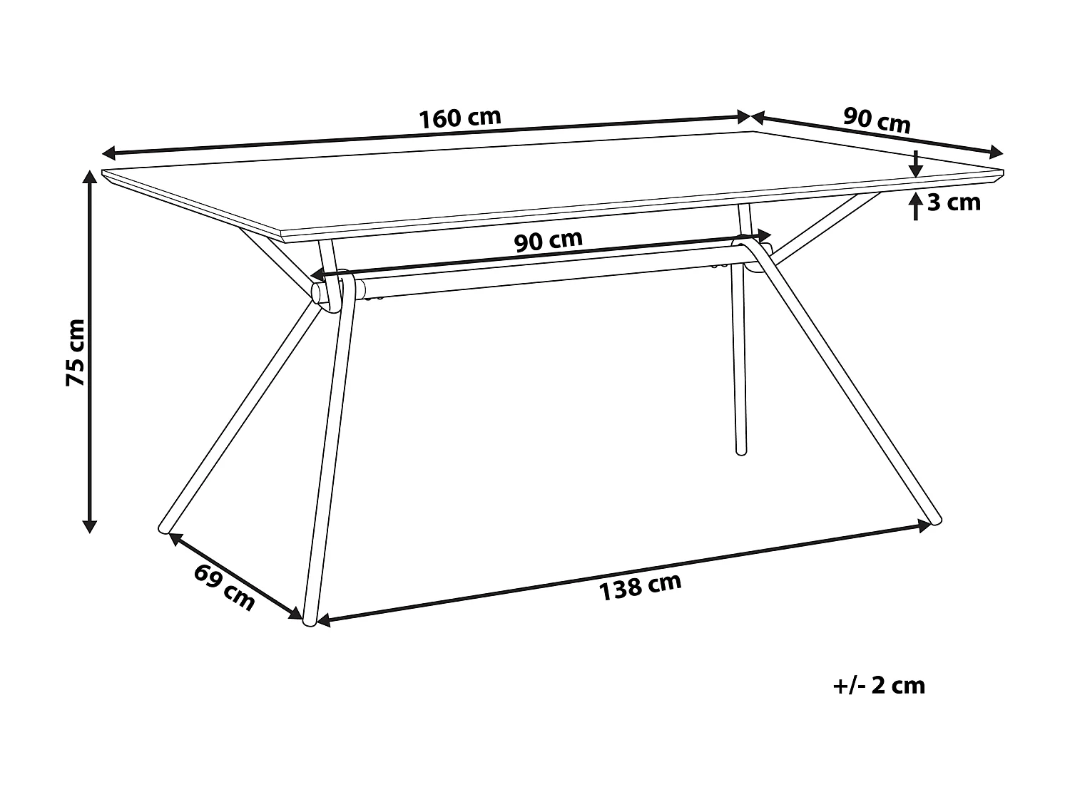 Table de repas AMSTERDAM Marron foncé 160 cm 90 cm