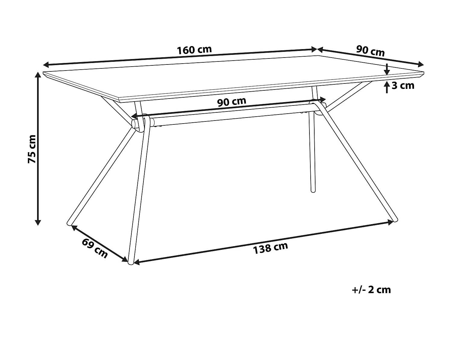 Table de repas AMSTERDAM Marron foncé 160 cm 90 cm