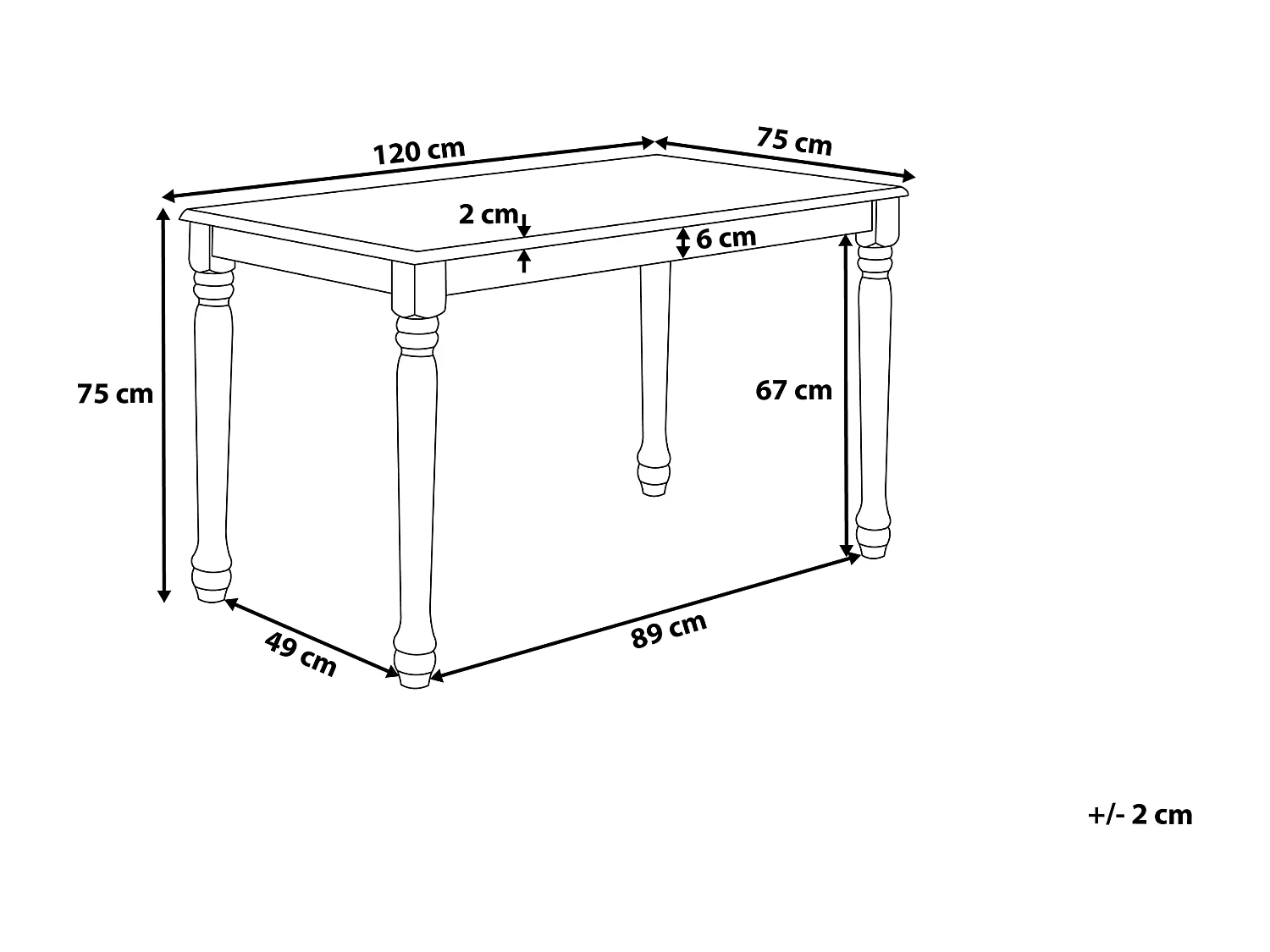 Table de repas CARY Blanc 120 cm 75 cm