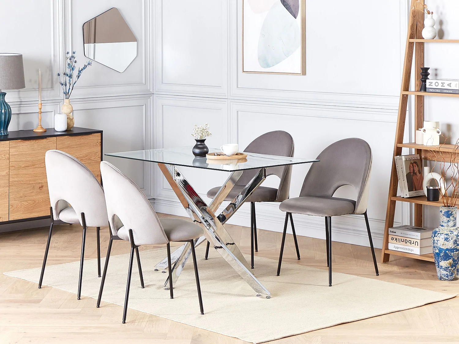 Table de repas MARAMO Argenté 120 cm 70 cm Verre de sécurité