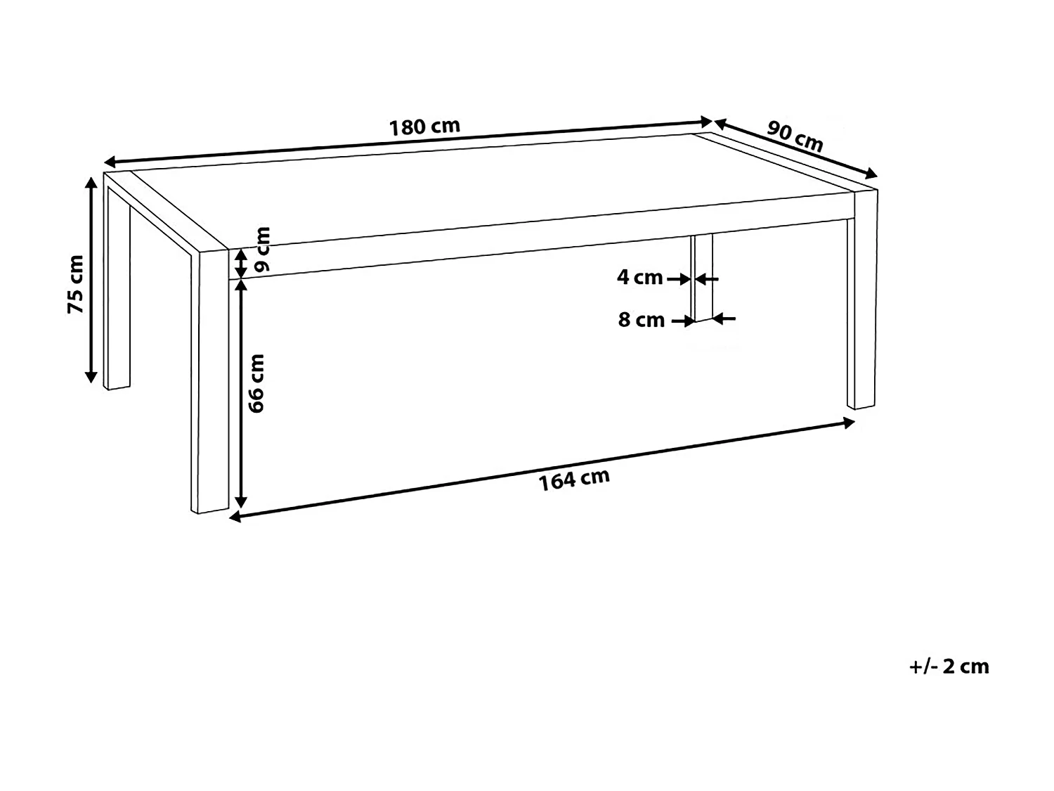 Table de repas ARCTIC Argenté 180 cm 90 cm