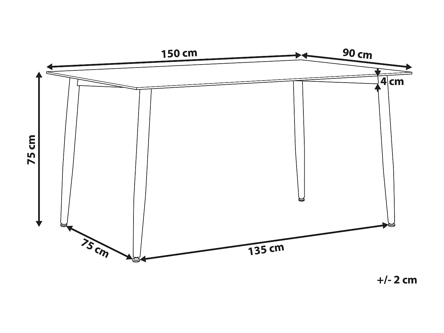 Eettafel TOTHAM Zwart 150 cm 90 cm Veiligheidsglas