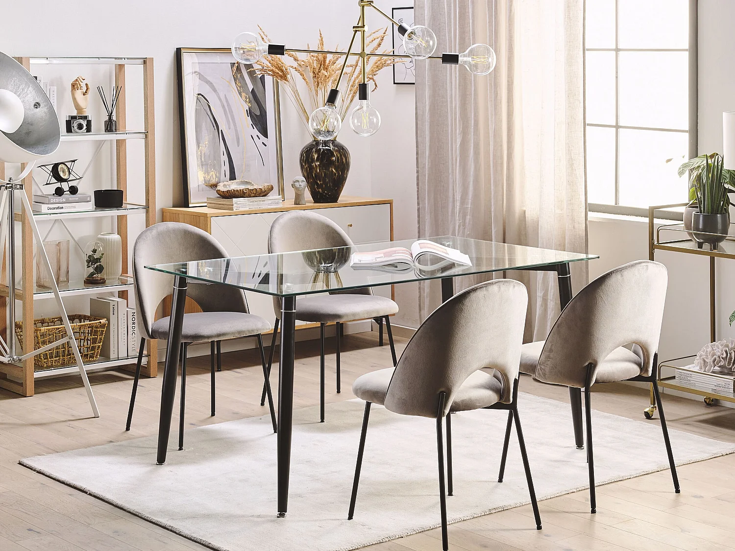 Mesa de jantar TOTHAM Preto 150 cm 90 cm Vidro de segurança (temperado)