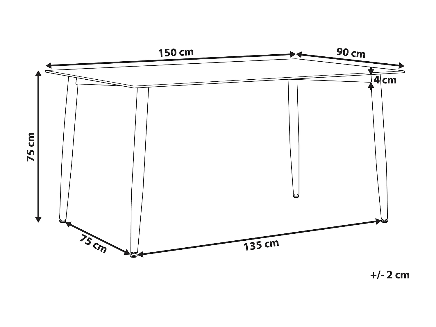 Eettafel TOTHAM Zwart 150 cm 90 cm Veiligheidsglas