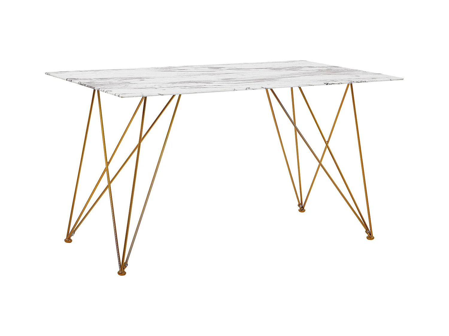 Table de repas KENTON Marbre blanc 140 cm 80 cm Verre de sécurité