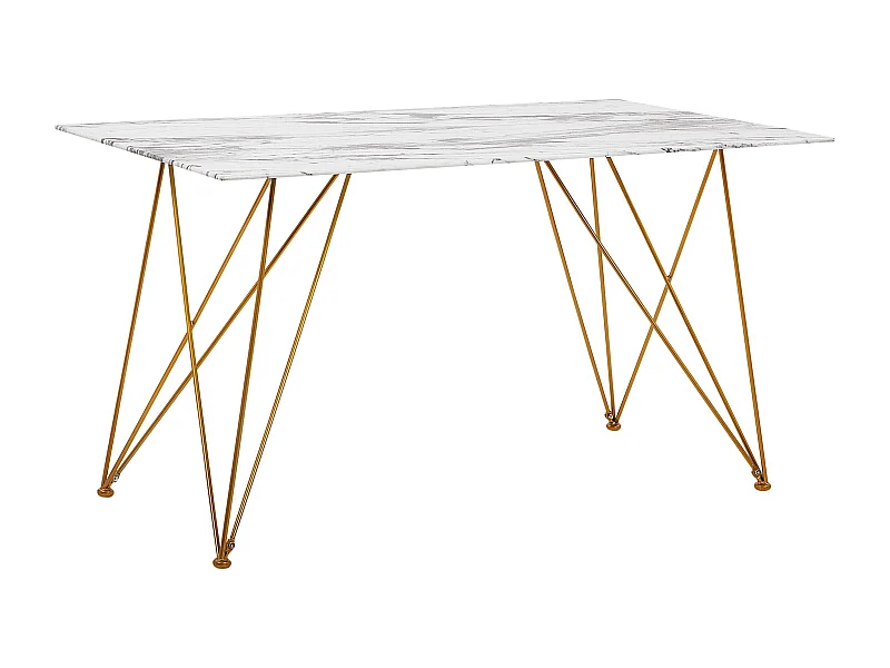 Mesa de comedor KENTON Mármol blanco 140 cm 80 cm Vidrio templado