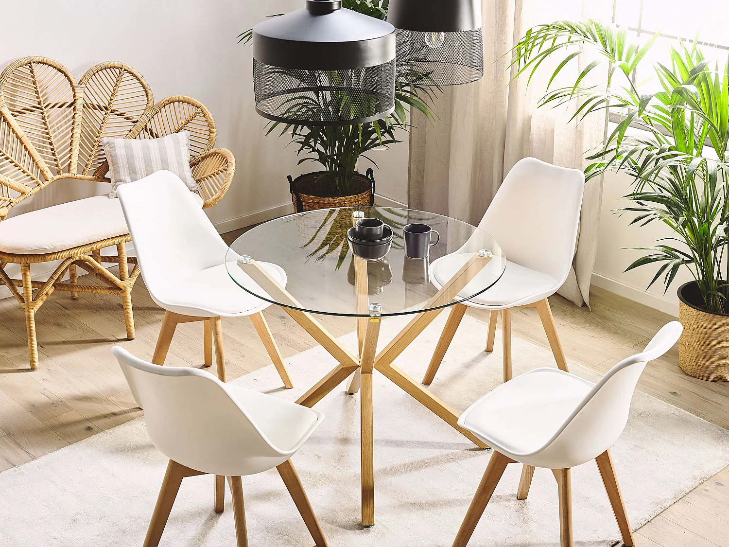 Esstisch Sicherheitsglas / heller Holzfarbton ⌀ 90 cm ALTURA