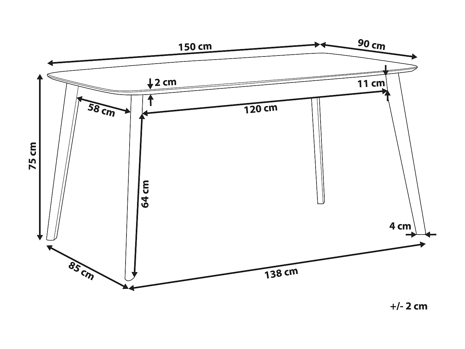 Table de repas MADOX Noyer foncé 150 cm 90 cm