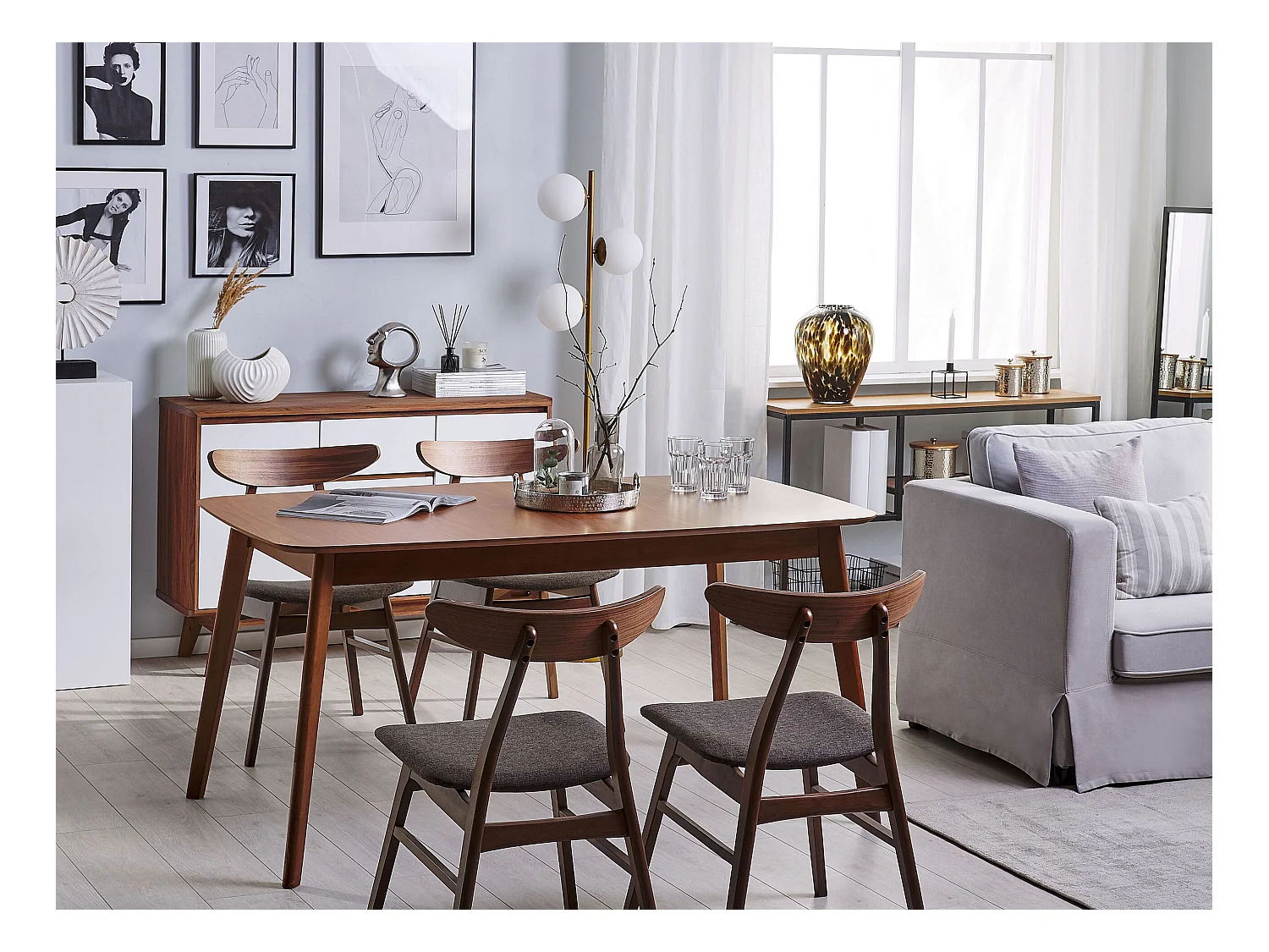 Eettafel MADOX Donker walnoothout 150 cm 90 cm