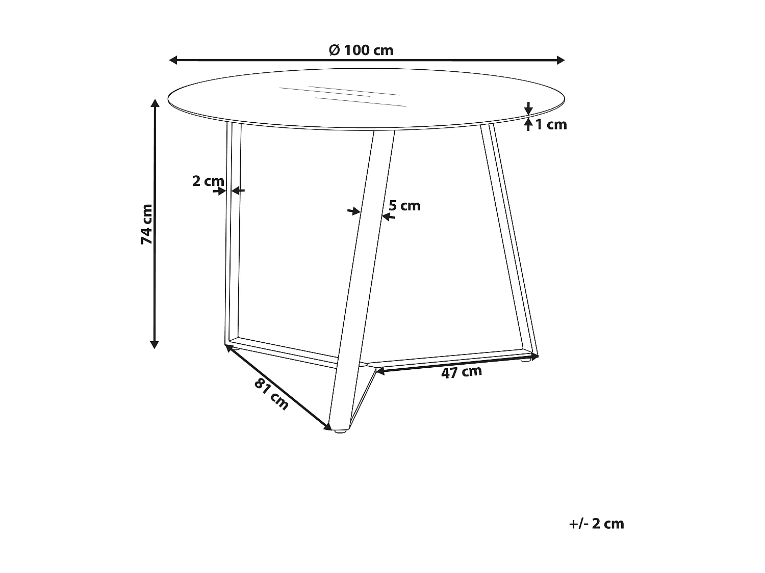Table de repas KEBRI Noir 100 cm 100 cm Verre de sécurité