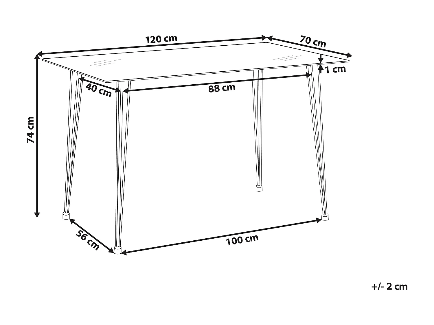 Rechteckiger Esstisch transparent / silber Sicherheitsglas 120 x 70 cm Winston