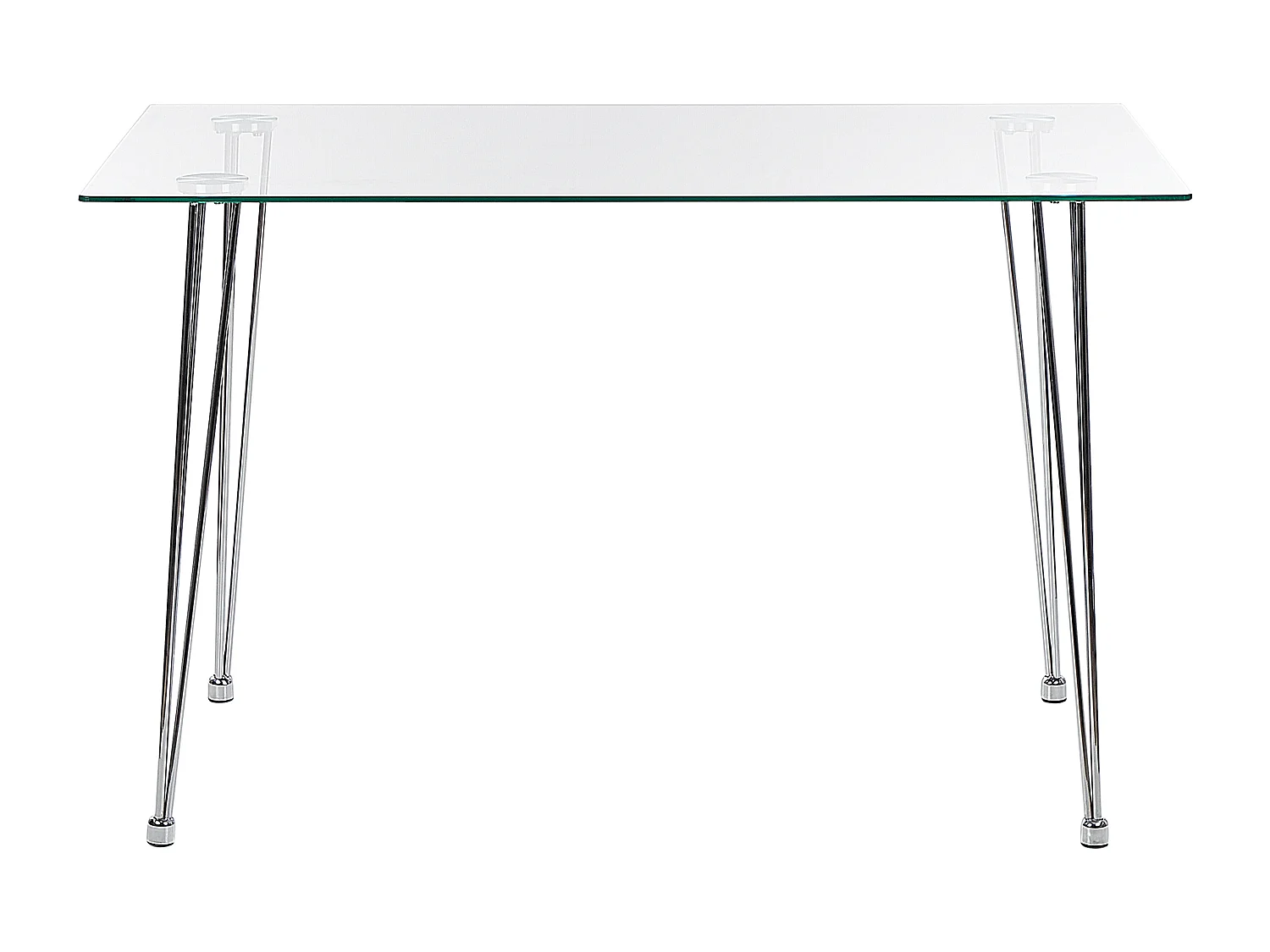 Rechteckiger Esstisch transparent / silber Sicherheitsglas 120 x 70 cm Winston