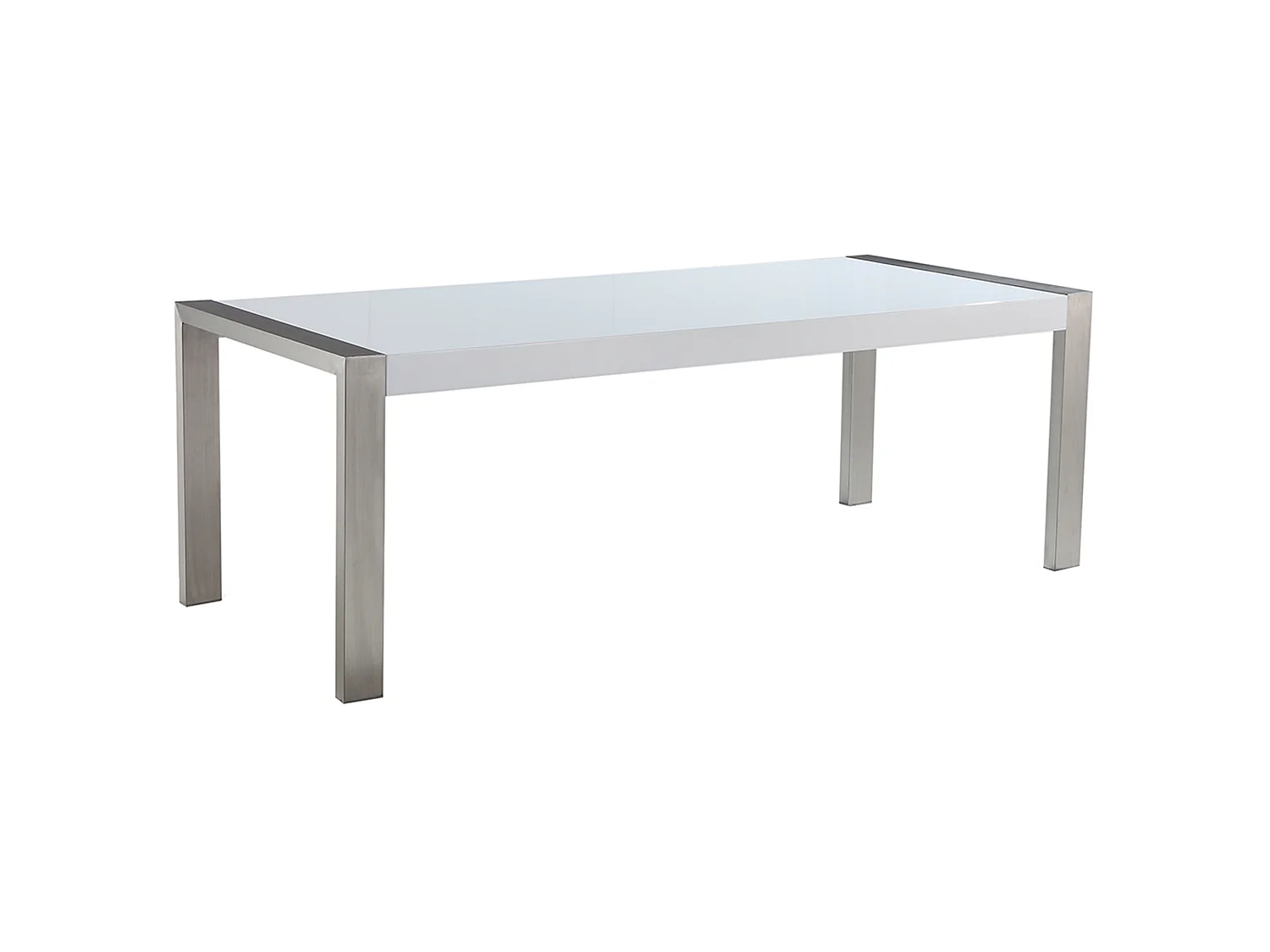 Stilvoller Esszimmertisch MDF-Platte weiß silbernes Gestell 220 cm Arctic