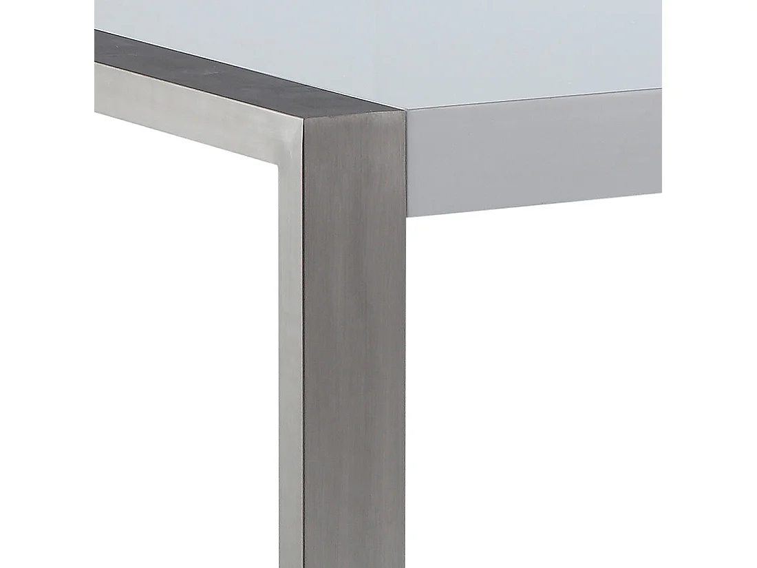 Stilvoller Esszimmertisch MDF-Platte weiß silbernes Gestell 220 cm Arctic