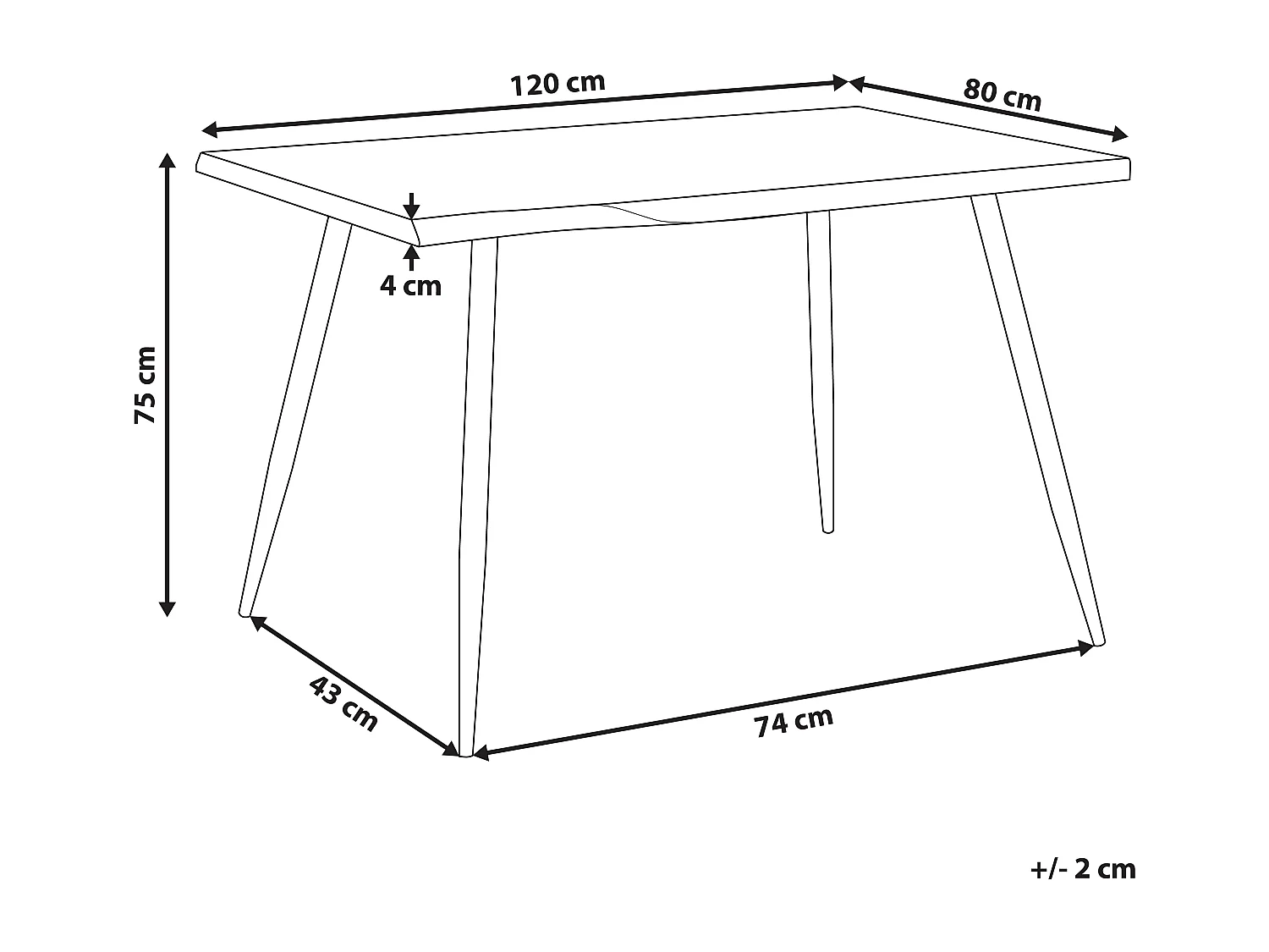 Eettafel LUTON Lichtbruin 120 cm 80 cm