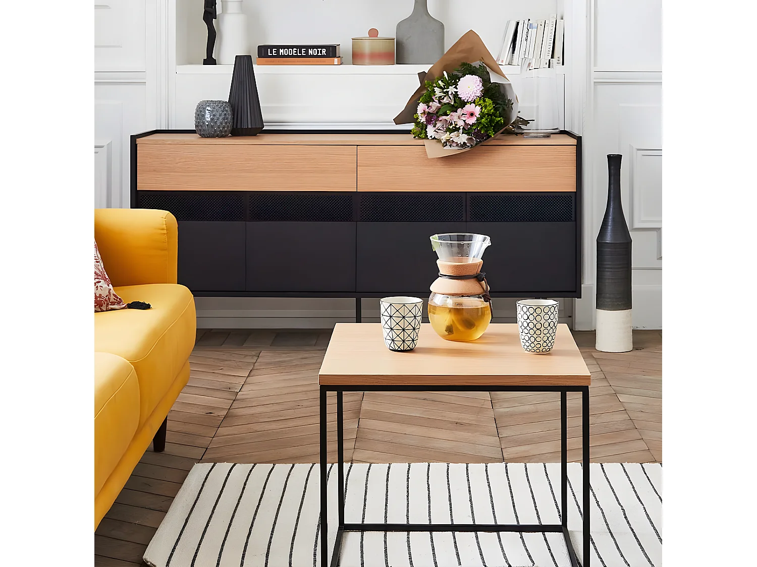 Buffet RADIO - chêne et noir - TEMAHOME