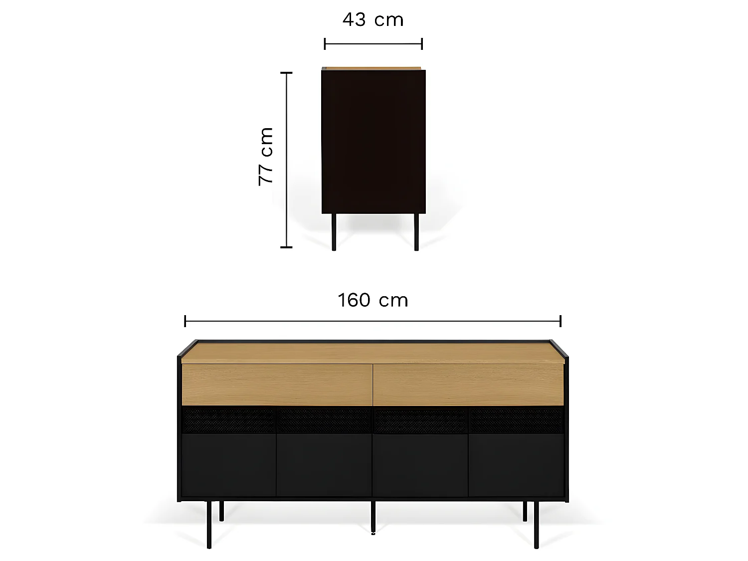 Buffet RADIO - chêne et noir - TEMAHOME