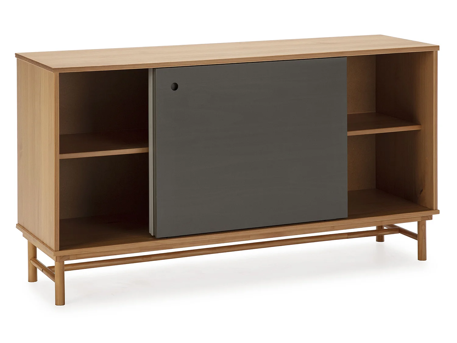 Buffet Magnus 2 portes coulissantes couleur Gris, bois massif, 140 cm Largeur