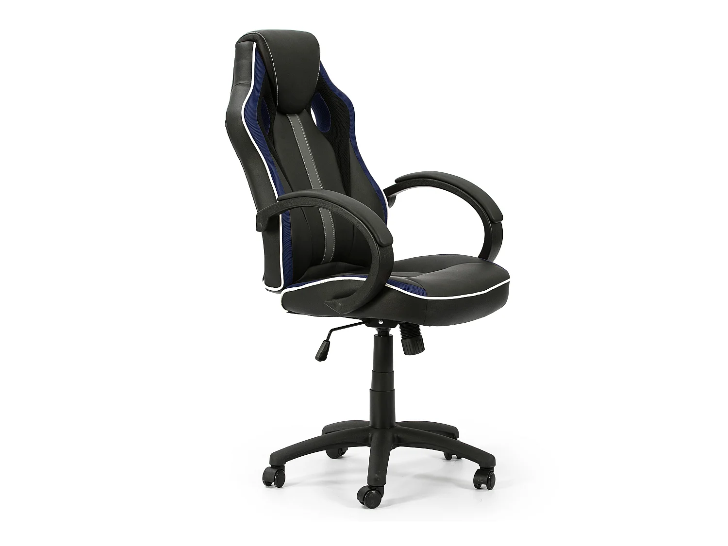 Fauteuil de Bureau réglable et inclinable Formula tapissé en Similicuir, Noir/Bleu