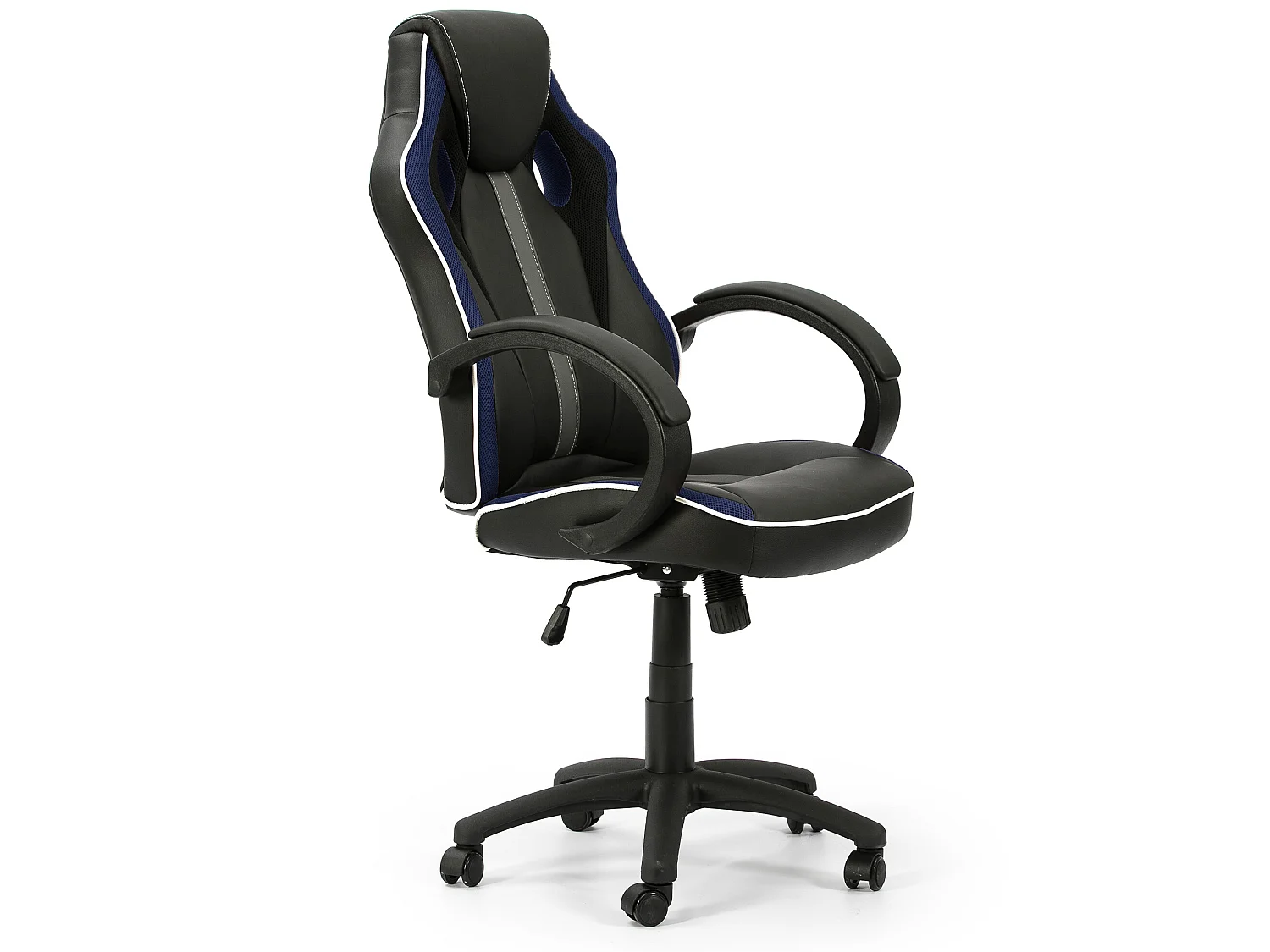 Fauteuil de Bureau réglable et inclinable Formula tapissé en Similicuir, Noir/Bleu