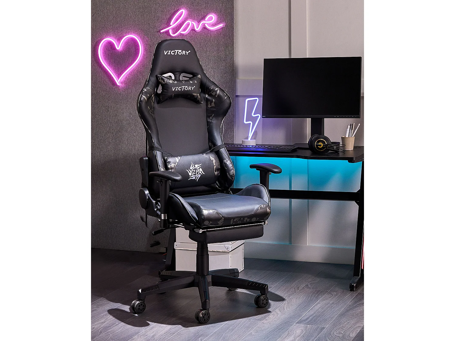 Siège de gaming VICTORY Cuir PU Gris foncé