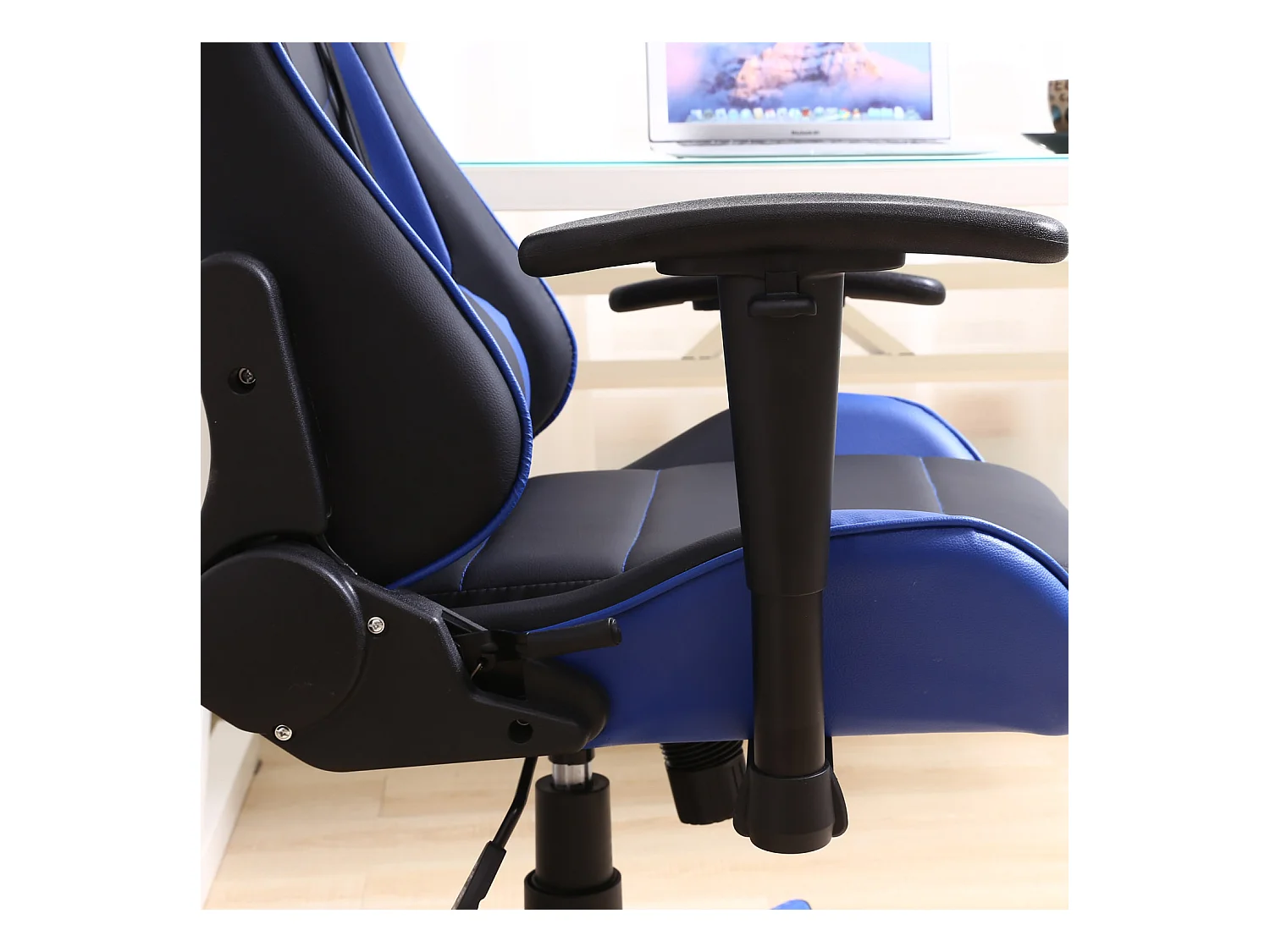 Fauteuil de bureau Gaming Racer professionnel Bleu, inclinaison et hauteur réglable