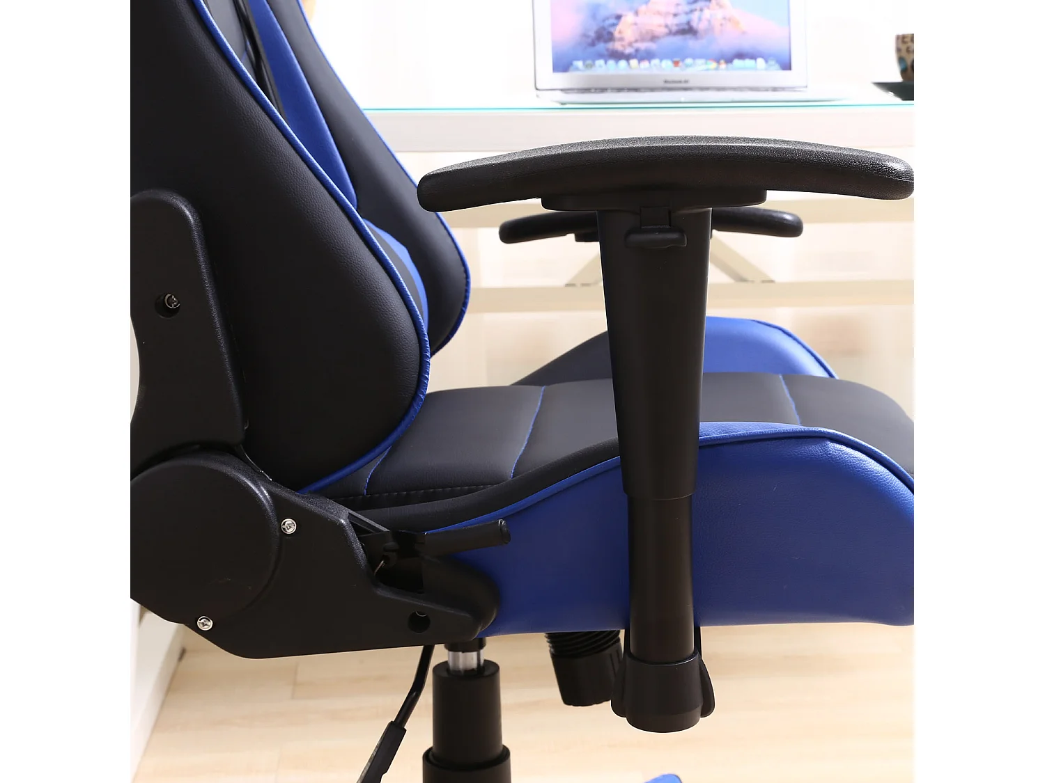 Fauteuil de bureau Gaming Racer professionnel Bleu, inclinaison et hauteur réglable